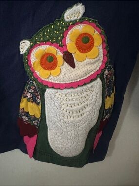 Mini Boden Owl Appliqué Long Sleeve Top 3-4Y Navy Blue NORDSTROM